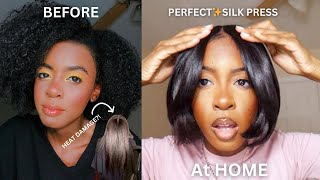 How to SILKPRESSStraighten your NaturalTransitioning hair [upl. by Yelraf471]