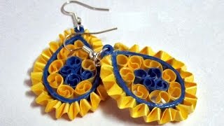 weaving quilling earrings  how to make quilling paper earrings [upl. by Enaid]