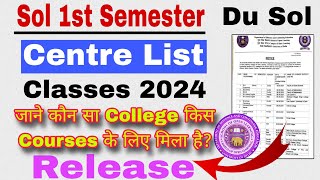 Sol 1st Semester Classes Centre List Update 202425  Sol First Semester Centre Classes List Release [upl. by Helfant540]