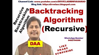 Recursive Backtracking Algorithm  Algorithm for Backtracking General Method  Backtracking  DAA [upl. by Bouldon786]