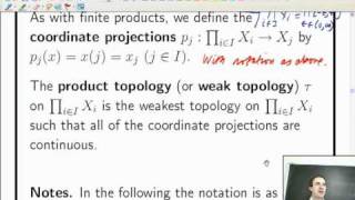 Lecture 7 Functional Analysis  Infinite products and Tychonoffs theorem [upl. by Adnirual988]