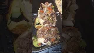 Philly cheesesteak stuffed baked potato [upl. by Emyaj]