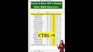 Excel এ Row এবং Column Hide করার Shortcut । Columnhide rowhide column row hide columns rows [upl. by Surad228]