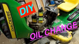 HOW TO CHANGE OIL  RIDING LAWN MOWER  JOHN DEERE [upl. by Carilla]