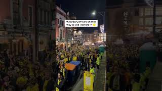 FK BodøGlimt fans have TAKEN OVER Manchester 🟡⚫️ manutd manchesterunited mufc europaleague [upl. by Loresz]