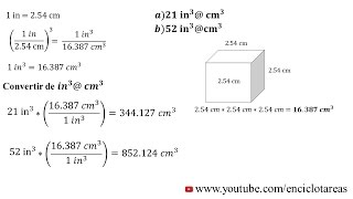 Convertir de Pulgadas cúbicas a Centímetros cúbicos in3 a cm3 [upl. by Niar]