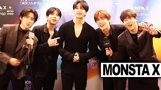 Monsta X Share Their Music Inspirations amp Fave American Food  Hollywire [upl. by Morven]