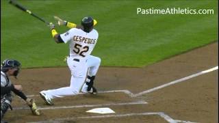 Yoenis Cespedes Hitting Slow Motion Home Run  10000 fps Oakland Athletics MLB CUBA Baseball Swing [upl. by Heisel]