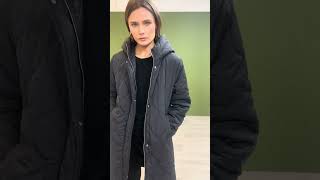 Black Padded Quilted Long Coat With Zip Detail And Hood [upl. by Nirak]