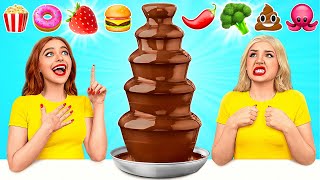 Chocolate Fountain Fondue Challenge  Funny Food Situations by Multi DO Challenge [upl. by Corri]