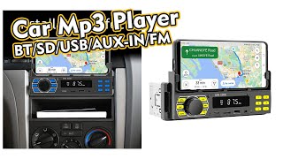 Car MP3 Player Single Din Car Radio Audio Stereo with Mobile Phone Holder BTSDUSBAUXINFM [upl. by Adiana]