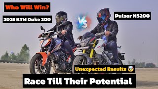 2025 Ktm Duke 200 Vs Pulsar NS200 Bs7  Top End  Which is Faster [upl. by Nogem]