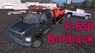 Truck Destroys Classic Car  Ford F650 Rollback Accident Recovery Towing Farming Simulator 17 24 [upl. by Delcine]