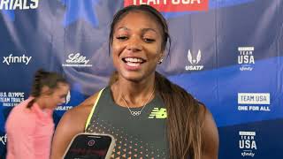 Gabby Thomas Reacts to Running 2178 Comfortably in the 200m Semis at US Olympic Trials [upl. by Rebna57]