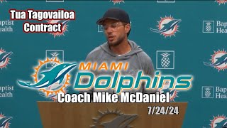 Coach Mike McDaniel Condensed Interview on Tua Tagovailoa Contract Miami Dolphins Football amp IMO [upl. by Lait]