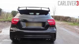 AKRAPOVIC EXHAUST MERCEDES A45 AMG START UP REVS amp LAUNCH [upl. by Acnoib660]