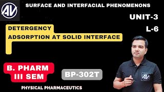 Detergency and Adsorption at solid surface L6 Unit3 Physical pharmaceutics [upl. by Sibyl310]