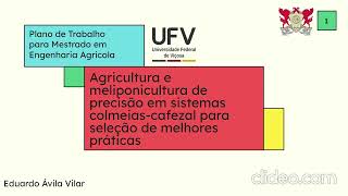 Plano de Trabalho para Mestrado em Engenharia Agrícola Agricultura de Precisão [upl. by Eilyah]