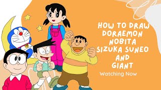 How to draw doraemon nobita and friend [upl. by Ecienal394]