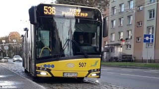 Metropolia GZM Przejazd Solarisem Urbino 12 IV CNG 507 536Tychy HotelowiecTychy Dworzec PKP [upl. by Assirat]