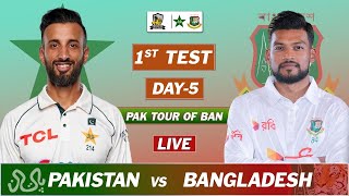 PAKISTAN vs BANGLADESH LIVE SCORES amp COMMENTARY  PAK vs BAN 1st TEST MATCH DAY 5 LIVE  SESSION 2 [upl. by Ylimme]