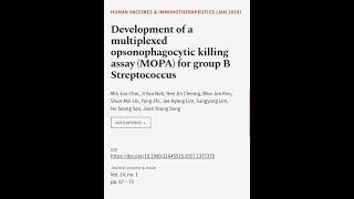 Development of a multiplexed opsonophagocytic killing assay MOPA for group B Strept  RTCLTV [upl. by Huston]