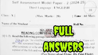 10th class fa2 self assessment 2 English question paper answers key new syllabus [upl. by Dillon]