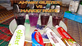 AMWAY GLISTER TOOTHPASTE DEMO  VS MARKET PASTE amway glister paste [upl. by Ecinue614]