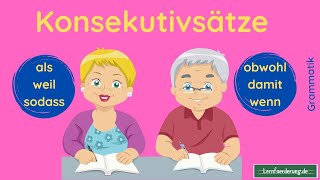 Konsekutivsätze ✅ Konjunktionen und ihre Bedeutung [upl. by Htiderem]