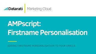 How to add Firstname Personalisation to emails in Salesforce Marketing Cloud [upl. by Dierolf185]