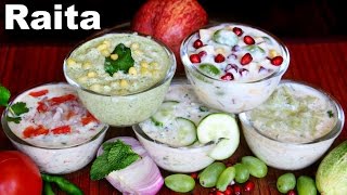 5 तरह के Raitas  Boondi Fruit MixVeg Kheera Lauki Raitas  CookWithNisha [upl. by Soalokcin]