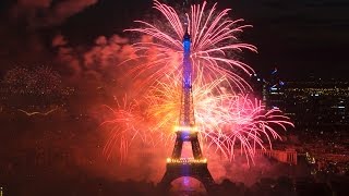 Spectacular Fireworks at the Eiffel Tower for Bastille Day [upl. by Lacsap]