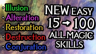 How to quickly level up Destruction Restoration Conjuration Illusion and Alteration in Skyrim [upl. by Minardi]