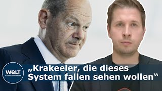 KANZLER AUSGEBUHT SPDGeneralsekretär Kühnert über Proteste gegen Scholz in Neuruppin [upl. by Akenna]