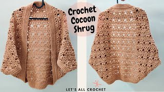 Crochet Pumpkin Pie Cocoon Shrug  Easy Beginner Cocoon Cardigan Tutorial Sizes XS to 5XL for Women [upl. by Demeter]