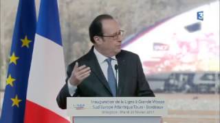 François Hollande inaugure la LGV quotToursBordeauxquot à Villognon en Charente [upl. by Dadirac]