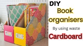 Diy Book Organizer  waste cardboard reuse ideas  No Cost Organizers [upl. by Nerdna]