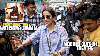 Jawan actress Sanya Malhotra FIRST Reaction after Watching JAWAN at Gaiety Galaxy Bandra  Mobbed [upl. by Nyleda]