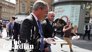 Nigel Farage hit by milkshake while campaigning in Newcastle [upl. by Ileray]