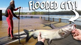 Fishing in a Flooded City  Vlog SUP River Fishing  DALLMYD [upl. by Strephonn]