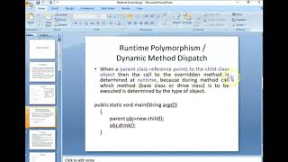 Runtime Polymorphism  Method Overriding in java  dynamic binding in jav [upl. by Ysle]
