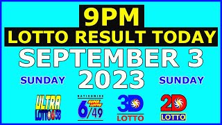 9pm Lotto Result Today September 3 2023 Sunday [upl. by Idolla]