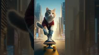 Skateboarding Cat Mastering the City Streets 😺🌆🛹cat automobile cartoon funny animation [upl. by Ihculo]