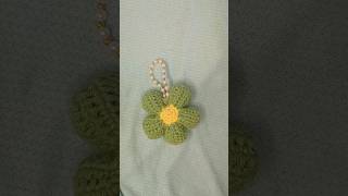 How to Crochet 5 petal flower Keychain Afghan Stitch FlowerTunisian Stitch FlowerCrochet Keychain [upl. by Ivz607]