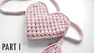 Makramowa torebka serce DIY tutorial Part 1  Macrame heart bag [upl. by Sachsse]