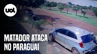 Matador de aluguel em moto dispara contra vítima na fronteira com o Paraguai [upl. by Eilram323]