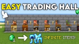 EASY VILLAGER TRADING HALL in 121 Minecraft Bedrock [upl. by Jaynell]