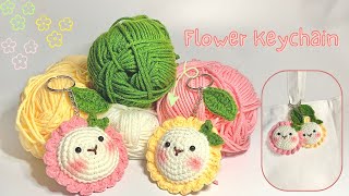 Crochet Flower Keychain Tutorial  Crochet Flower  Crochet Flower Charms  Leftys Craft 5 [upl. by Coopersmith]