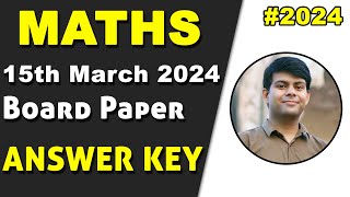 Maths 2024 Board Exam Answer Key  ICSE Class 10th Maths 15th March 2024 [upl. by Nylia771]