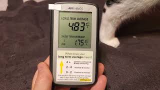 Review demo of Airthings Corentium EasytoUse Home Radon Detector w my cats [upl. by Eselahc]